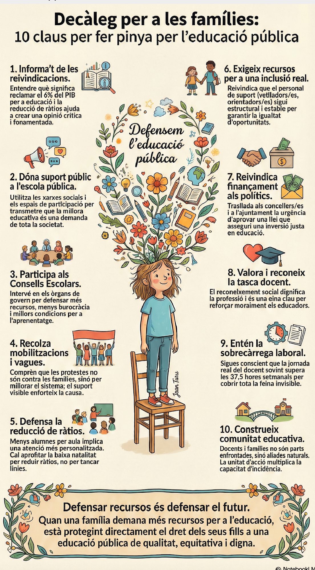 Decàleg per a les famílies: 10 claus per fer pinya per l'educació pública